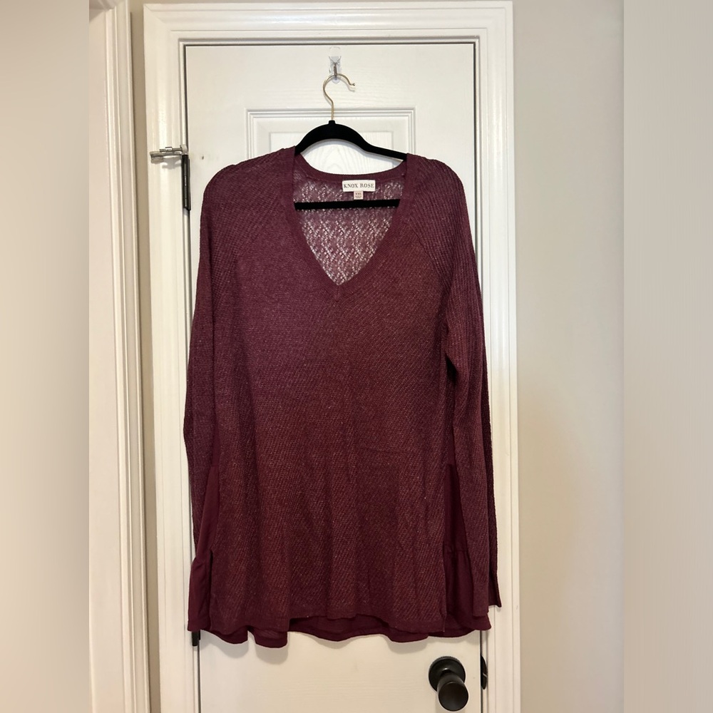Knox Rose Plum Lace Knit Top